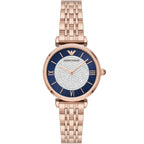 Emporio Armani Gianni T-Bar AR11423 Rose Gold & Navy Crystal Ladies Watch