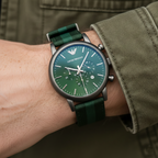 Emporio Armani Luigi XLarge AR1950 Green Fabric Strap Watch