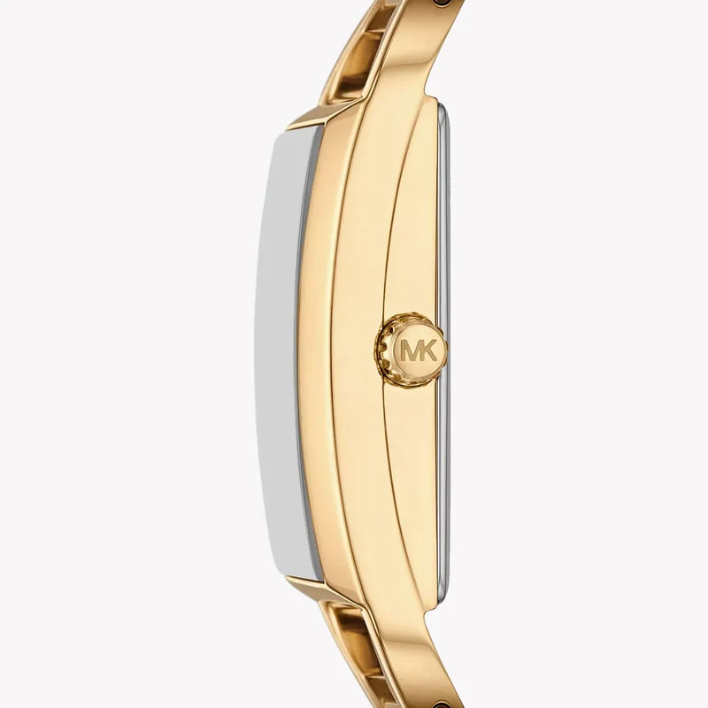 Michael Kors Women's MK Empire Three-Hand Gold-Tone Stainless Steel Logo Bracelet Watch (Model: MK4840), Gold, Modern