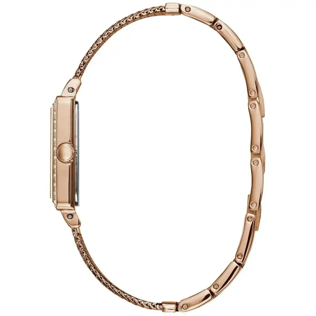 Guess Chelsea W0826L3 Rose Gold Mesh Bracelet Square Crystal Watch