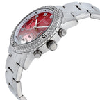 Guess Confetti W0774L7 Silver Tone Red Gradient Glitter Dial Watch