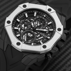 Guess Formula GW0579G1 Black Skeleton Dial White Bezel Rubber Strap Watch