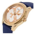 Guess G-Twist W0911L6 Rose Gold Stainless Steel Blue Silicone Ladies Watch