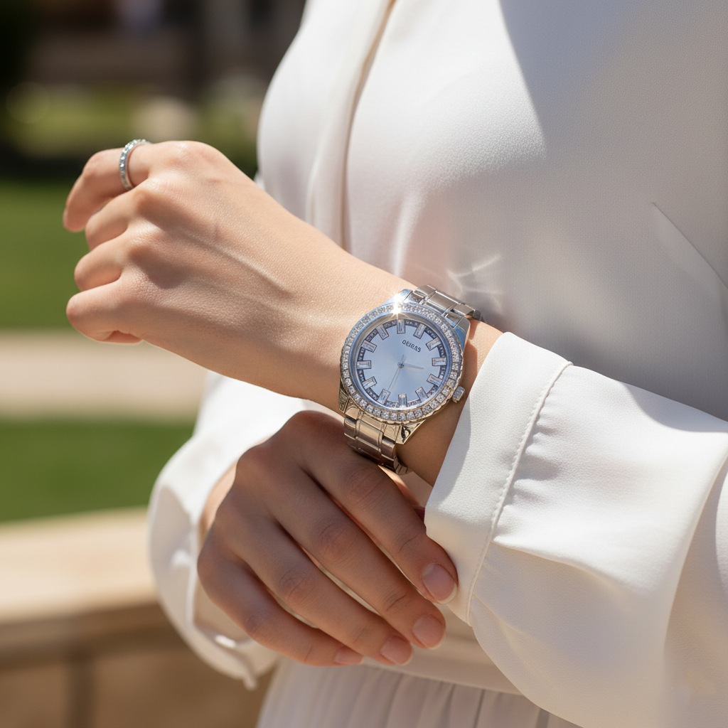 Guess Sparkler GW0111L1 Silver Crystal Baguette Ladies Watch