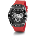 Guess Phoenix GW0203G4 Black Case Skeleton Dial Red Rubber Strap Watch