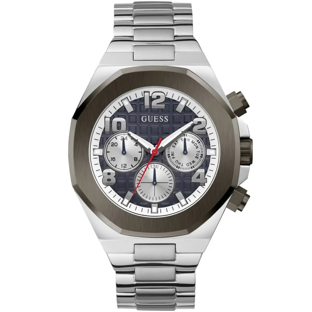 Guess Empire GW0489G1 Silver Steel Case Blue Textured Dial Men's Watch