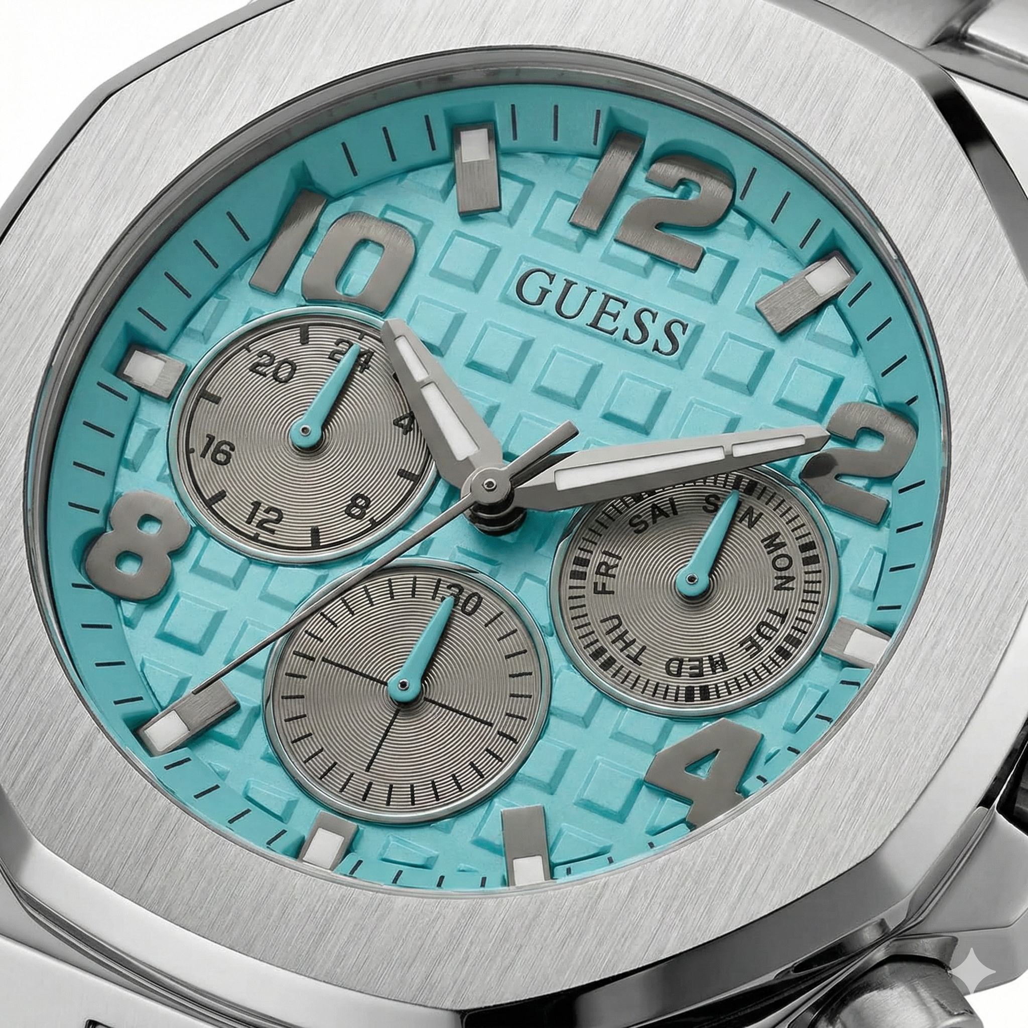 Guess Empire GW0489G3 Silver Case Turquoise Dial Men's Watch