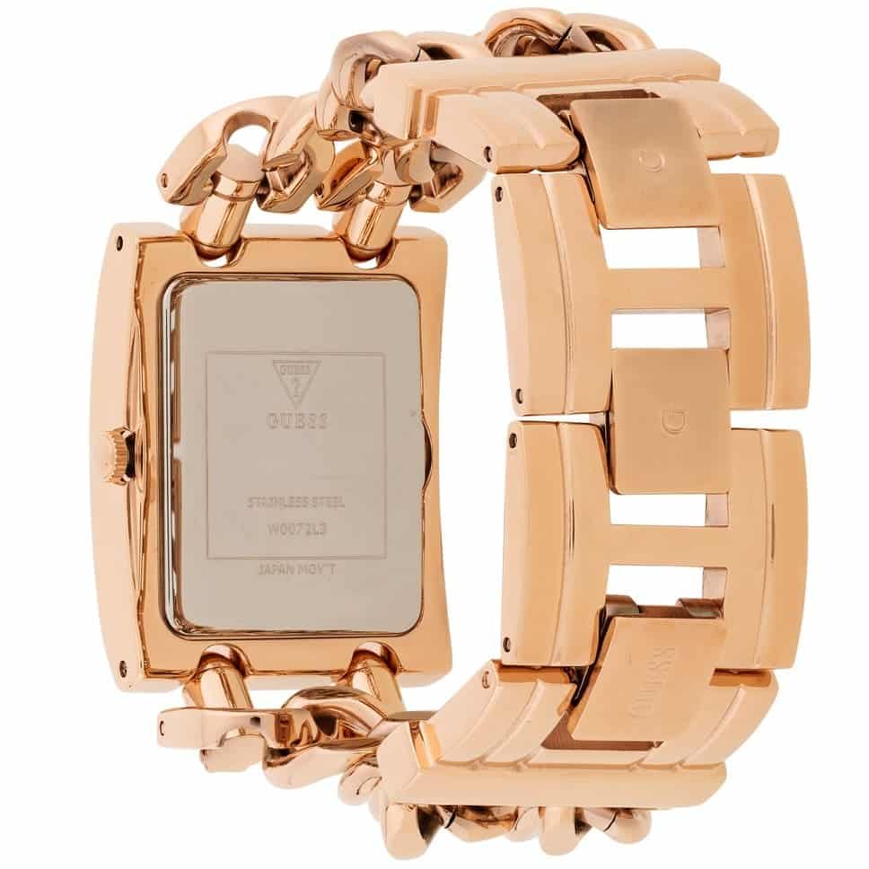 Guess Mod Heavy Metal W0072L3 Rose Gold Chain Bracelet Rectangular Watch