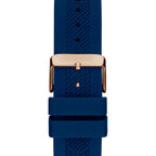 Guess Rig GW0051G3 Rose Gold & Blue Rubber Strap Watch with Metal Inserts