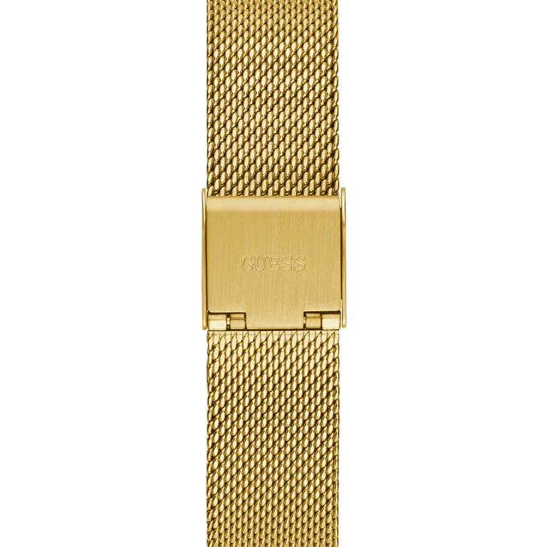 Guess GW0354L5 Square Gold Case Crystal Bezel Green Dial Gold Mesh Women's Watch