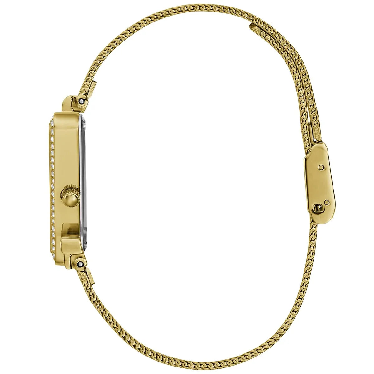 Guess Fame GW0508L2 Gold Triangle Case Crystal Bezel Gold Mesh Women's Watch