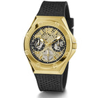 Guess Asteria Multi-Function GW0620L2 Gold Case Cut-Out Dial Black Rubber Women's Watch