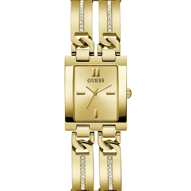 Guess GW0668L2 Gold Tone Rectangular Crystal Bracelet Watch