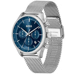 Hugo Boss Gregor 1514052 Men's Silver Steel Mesh Watch with Blue Dial