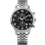 Hugo Boss Aeroliner 1512446 Silver Stainless Steel Black Dial Chronograph Watch