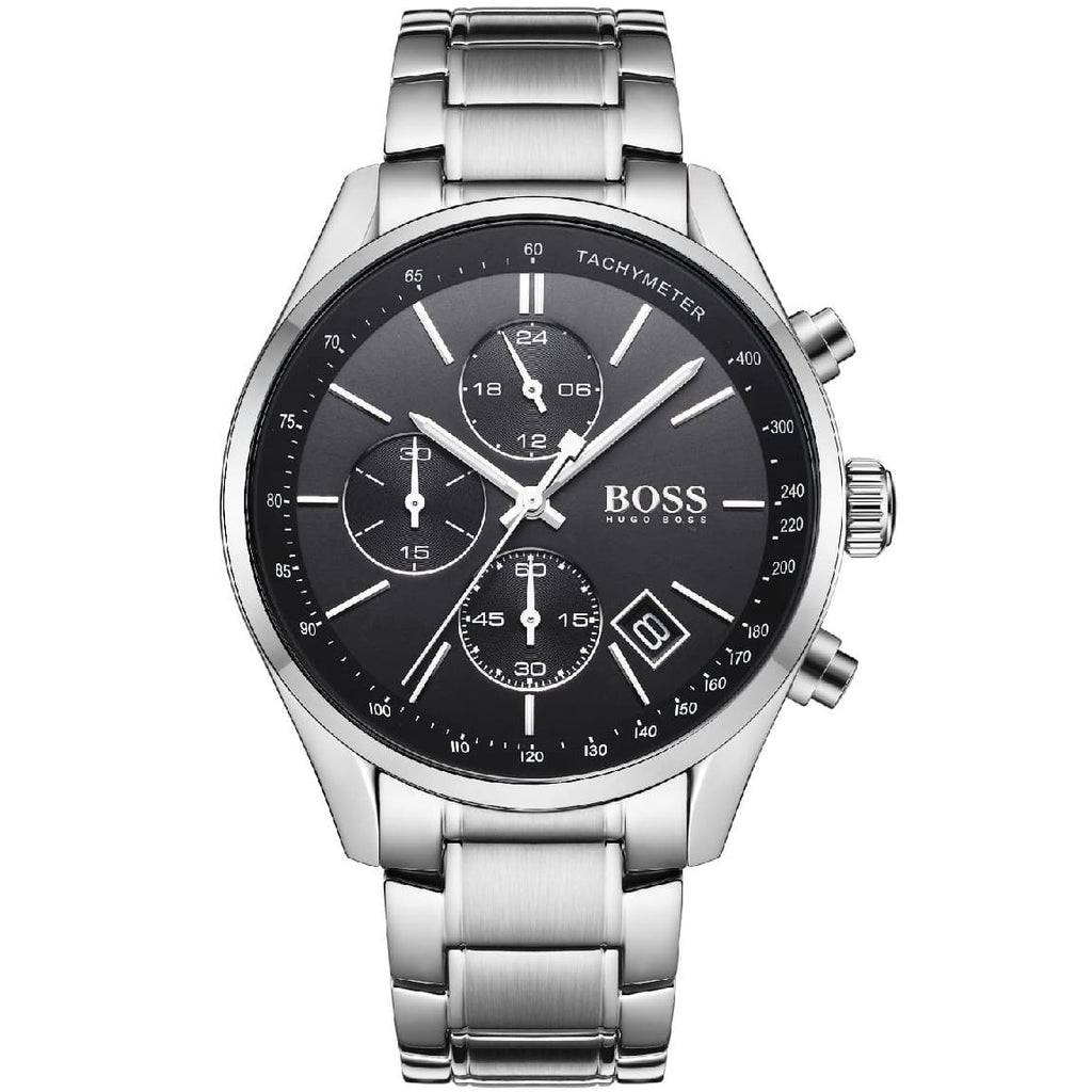 Hugo Boss Grand Prix 1513477 Silver-Tone Black Dial Chronograph Men's Watch