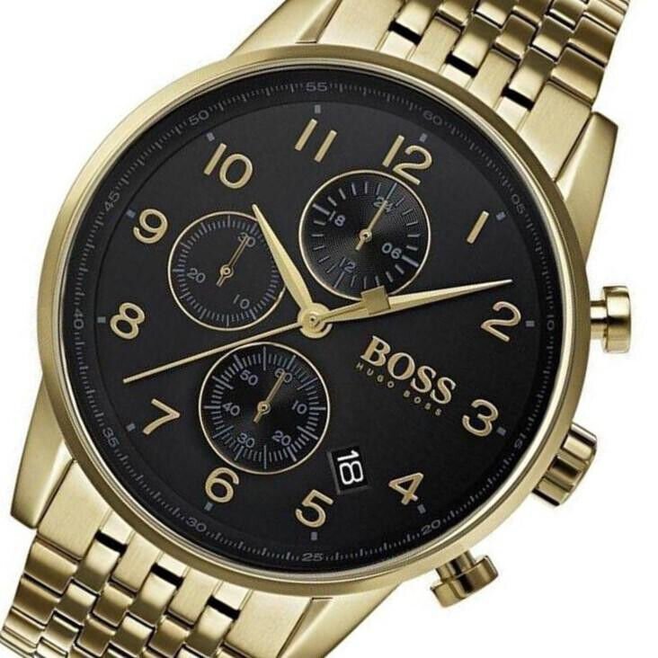 Hugo Boss Navigator 1513531 Gold-Tone Black Dial Chronograph Men's Watch