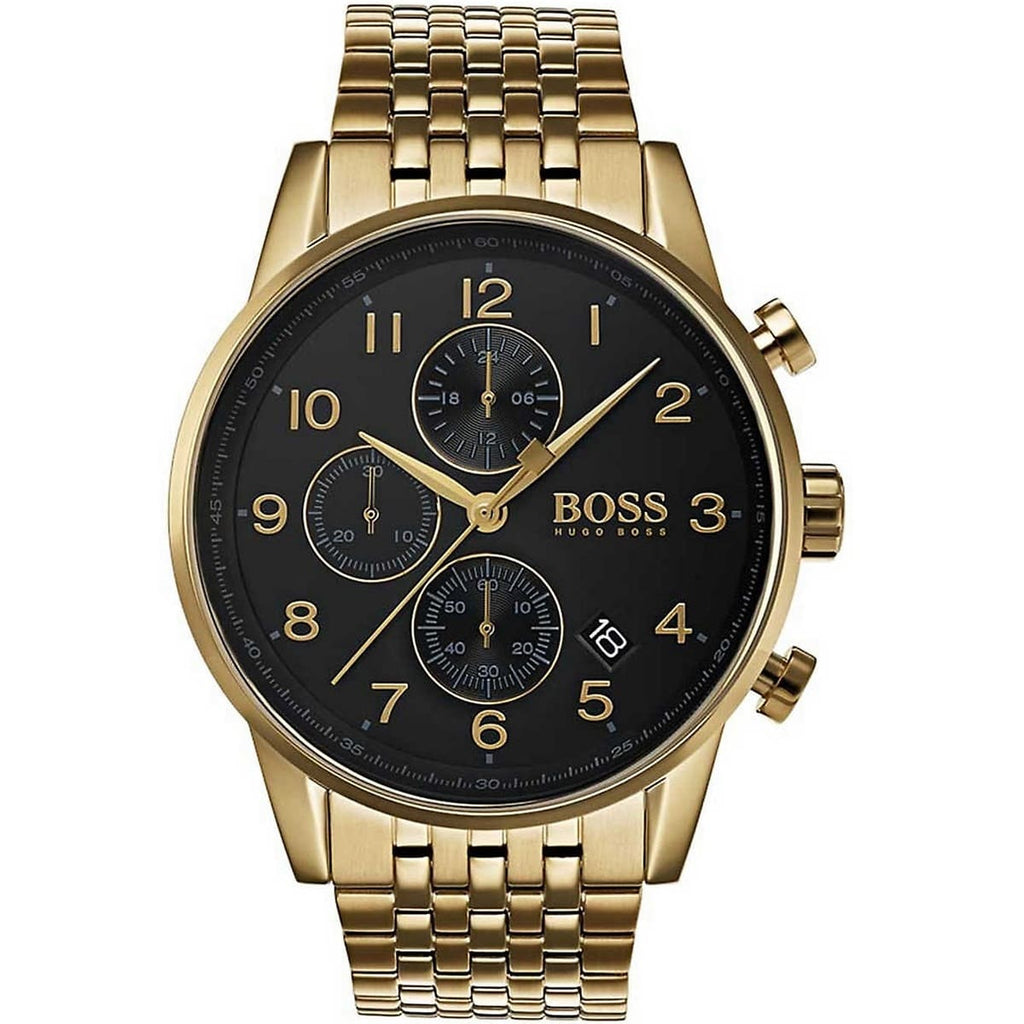 Hugo Boss Navigator 1513531 Gold-Tone Black Dial Chronograph Men's Watch
