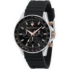 Maserati Sfida R8871640002 Men's Two-Tone Watch Black Rubber