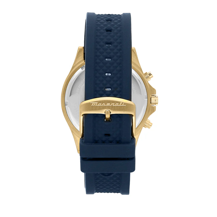 Maserati Sfida R8871640004 Men's Gold Watch Blue Rubber