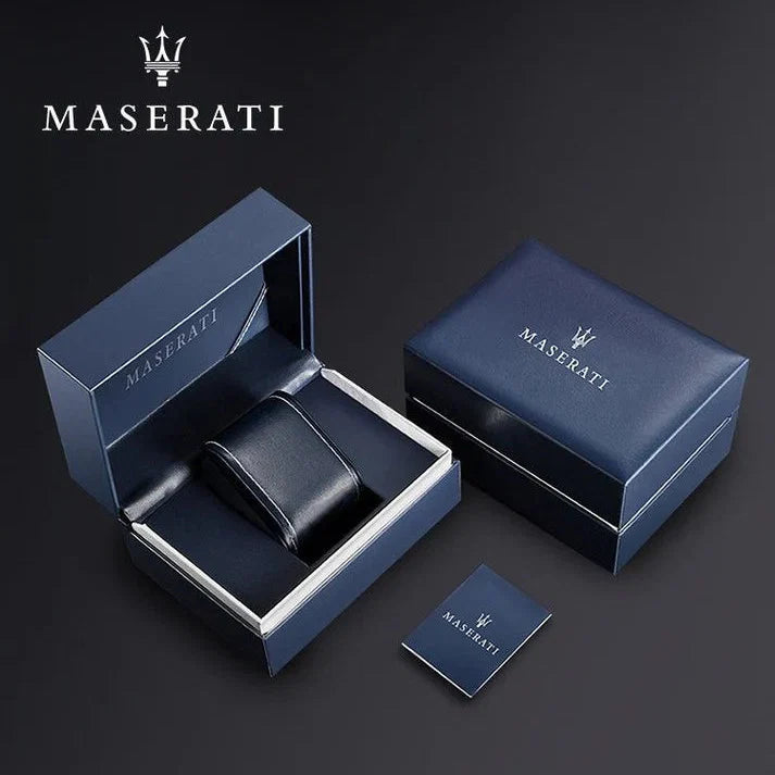 Maserati Traguardo R8871612024 Rose Gold Case Blue Dial Brown Leather Watch