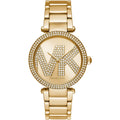 Michael Kors Parker MK6659 Gold-Tone Watch with Crystal Pave MK Logo Dial