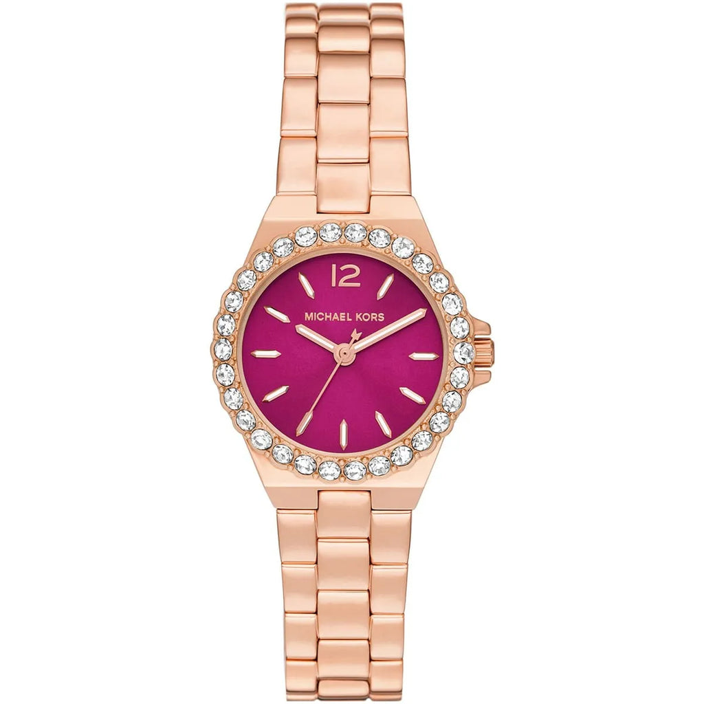 Michael Kors Lennox MK7396 Rose Gold Watch with Vibrant Fuchsia Dial