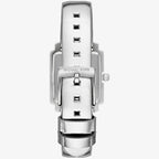 Michael Kors Emery MK1219 Square Silver-Tone Metallic Leather Watch