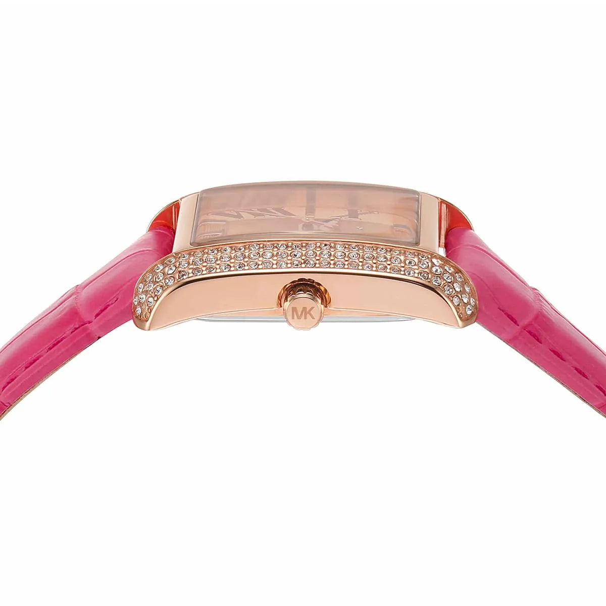 Michael Kors Emery MK2984 Rectangular Rose Gold Tone Pink Leather Women Watch
