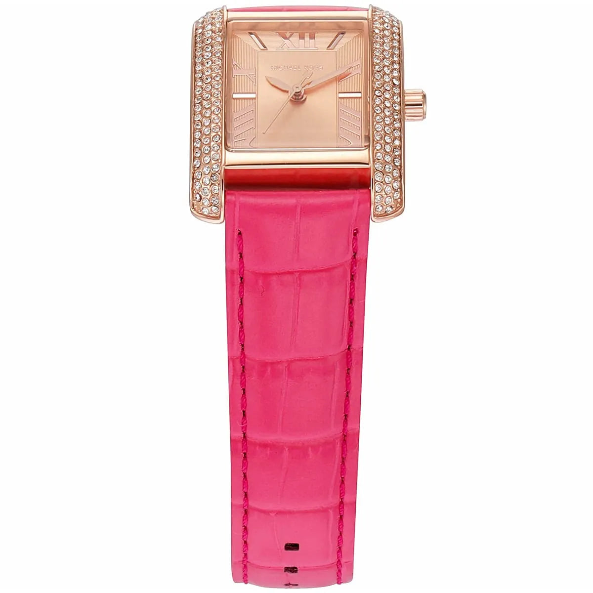 Michael Kors Emery MK2984 Rectangular Rose Gold Tone Pink Leather Women Watch