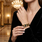 Michael Kors Darrington MK4887 Square Gold Tone Black Leather Women Watch
