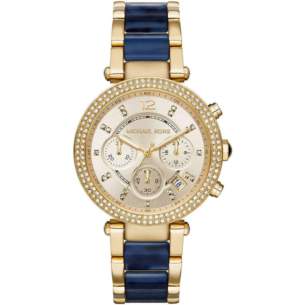 Michael Kors Parker MK6238 Gold-Tone Navy Blue Acetate Women's Watch