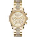 Michael Kors Ritz MK6484 Chronograph Gold-Tone Crystal Pave Women's Watch