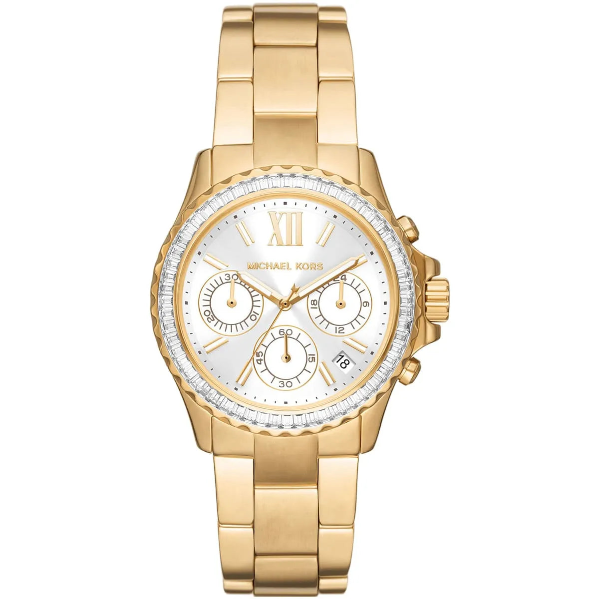 Michael Kors Everest MK7212 Gold-Tone Baguette Crystal Bezel Women's Watch