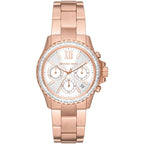 Michael Kors Everest MK7213 Rose Gold Tone Baguette Crystal Bezel Women's Watch