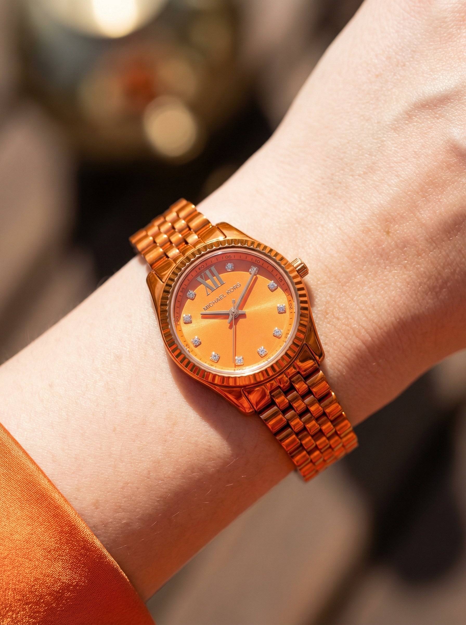 Michael Kors Petite Lexington MK7538LE Limited Edition Orange Stainless Steel Women's Watch