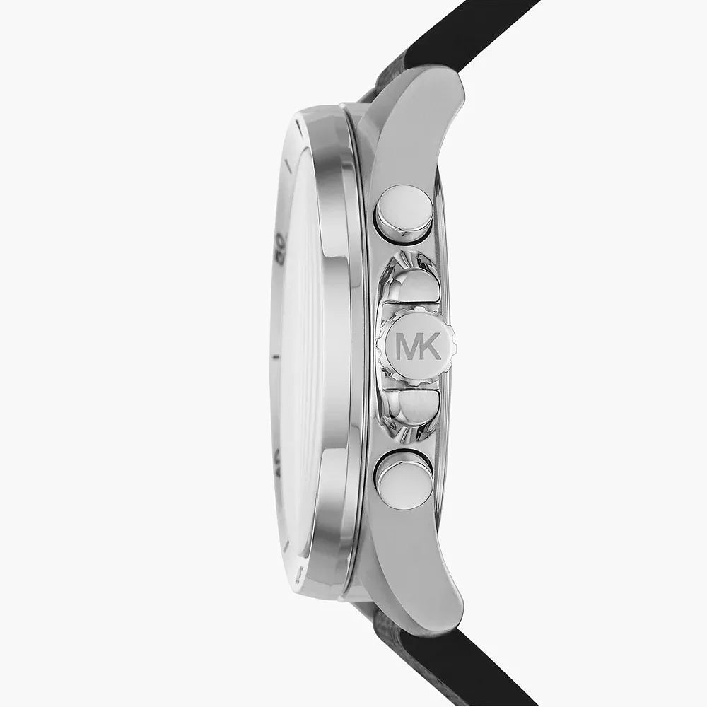 Michael Kors Brecken MK8850 Silver Case Black Dial Black Rubber Men's Watch