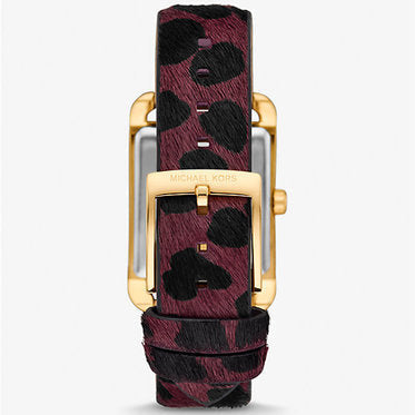 Michael Kors Emery MKo1116 Burgundy Dial Leopard Print Leather Strap Women's Watch
