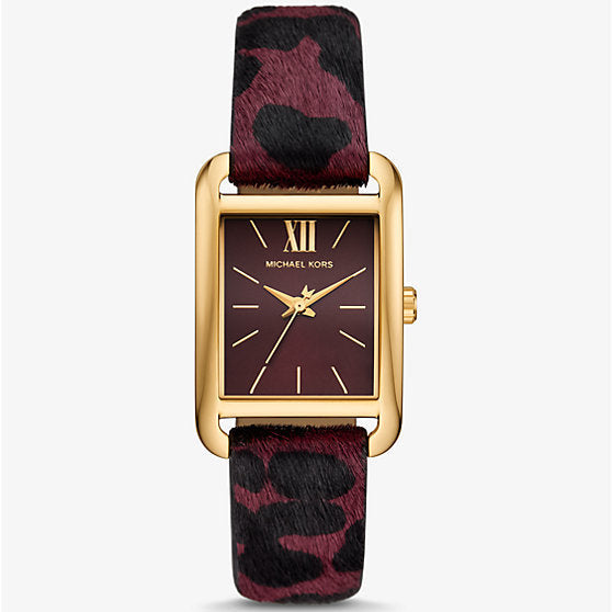 Michael Kors Emery MKo1116 Burgundy Dial Leopard Print Leather Strap Women's Watch