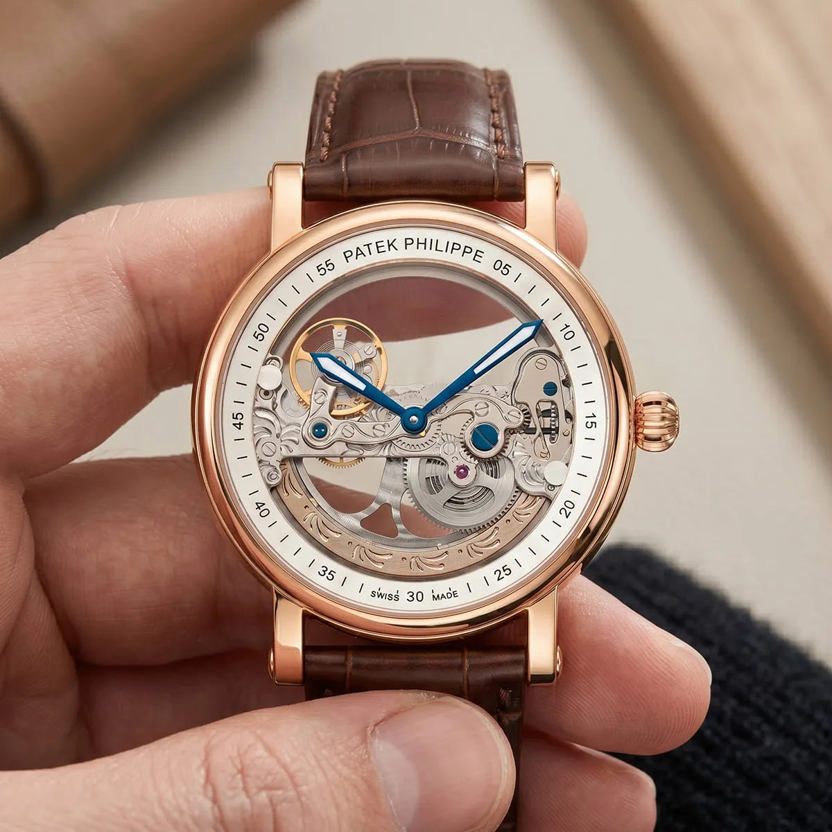 Patek Philippe Men’s Rose Gold Skeleton Watch