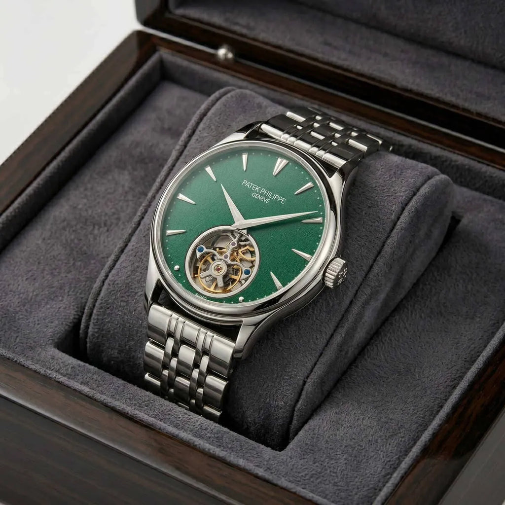 Patek Philippe Men’s Green Textured Dial Open-Heart Watch