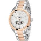 Maserati Traguardo R8823112001 Two-Tone Rose Gold White Open Heart Automatic Men's Watch