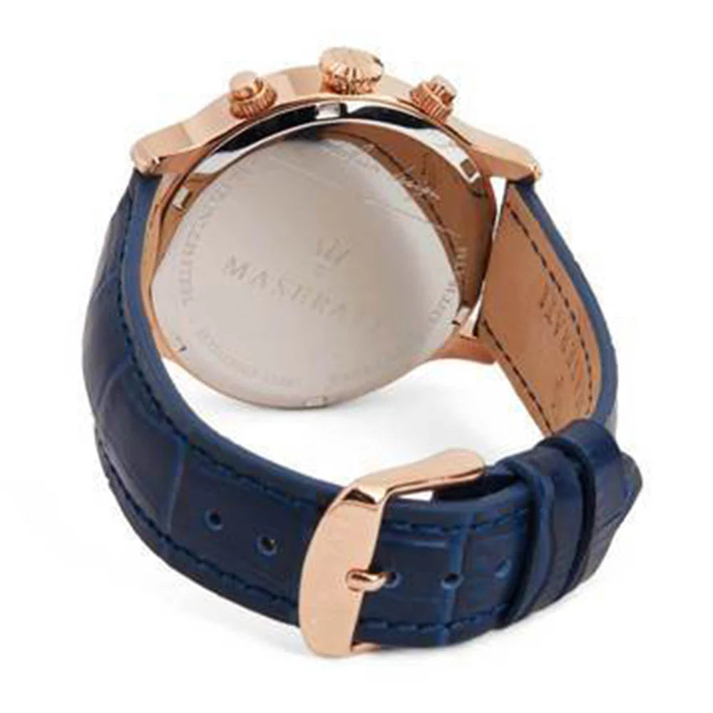 Maserati Epoca R8871618007 Rose Gold Blue Leather Men's Watch