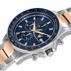 Maserati Sfida Chronograph R8873640012 Two-Tone Rose Gold Blue Dial Watch