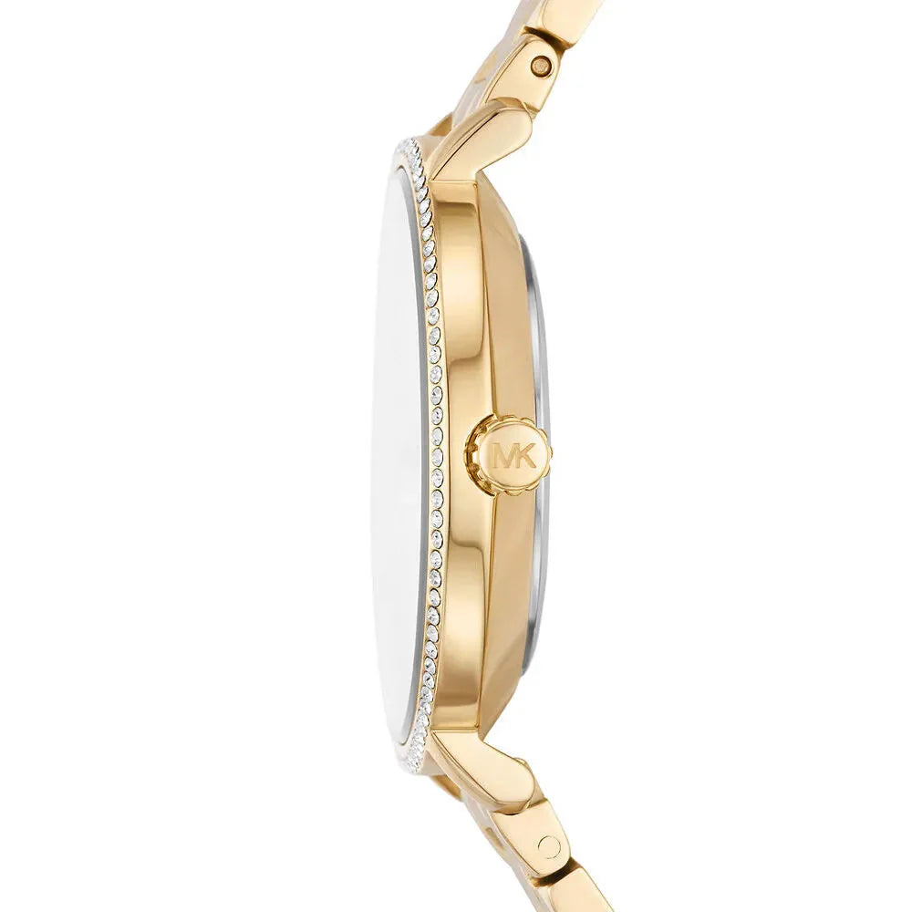 Michael Kors Pyper MK1065 Gold-Tone Watch with White Mother of Pearl Dial