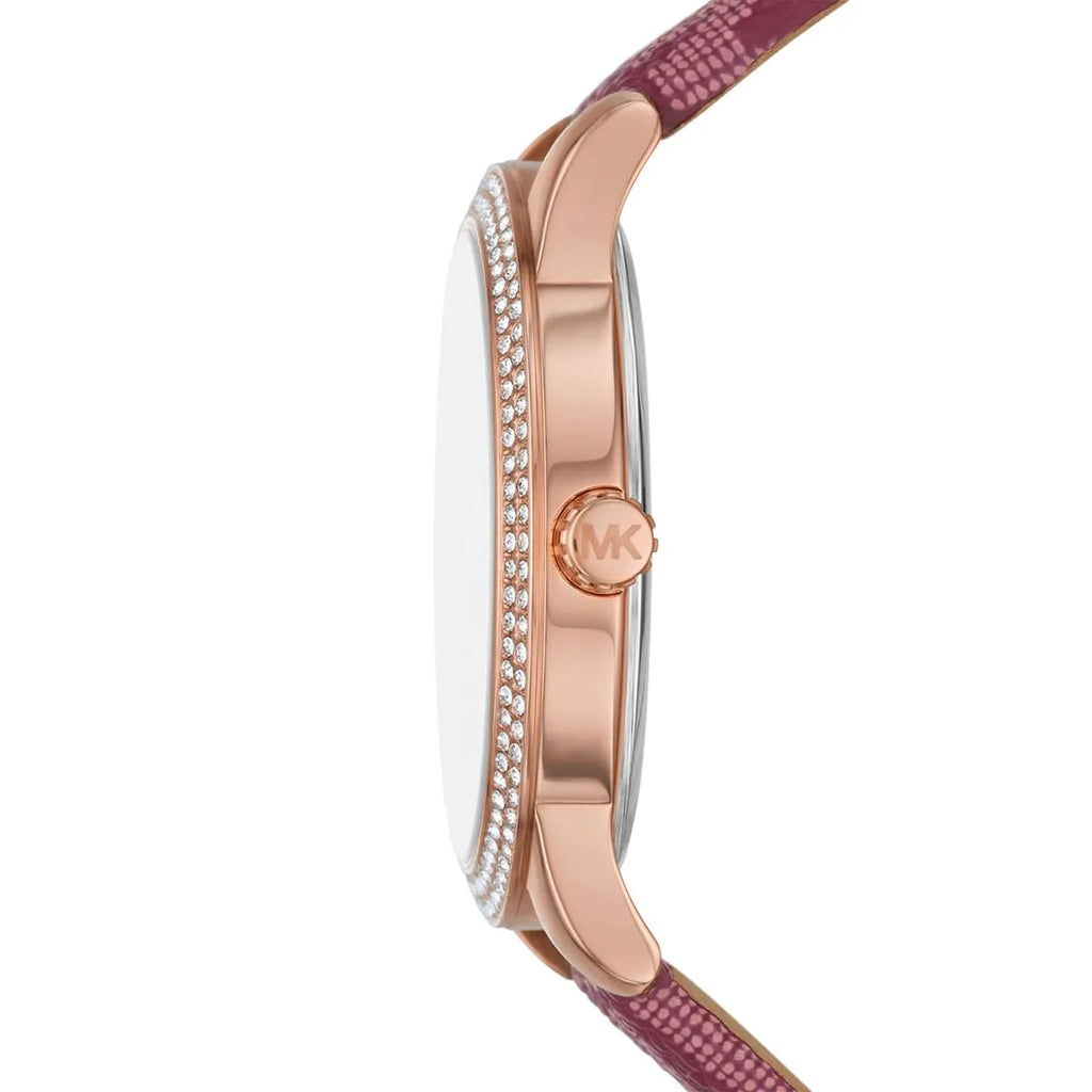 Michael Kors Camille MK2967 Rose Gold Watch with Burgundy MK Logo Strap