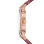 Michael Kors Camille MK2967 Rose Gold Watch with Burgundy MK Logo Strap
