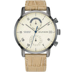 Tommy Hilfiger Kane 1710399 Gunmetal Case Beige Dial Beige Leather Men's Watch
