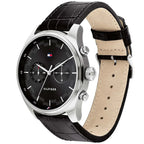 Tommy Hilfiger Sawyer 1710424 Silver Case Black Dial Black Leather Men's Watch