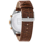 Tommy Hilfiger Baker 1710450 Silver Case White Semi-Skeleton Dial Brown Leather Men's Watch